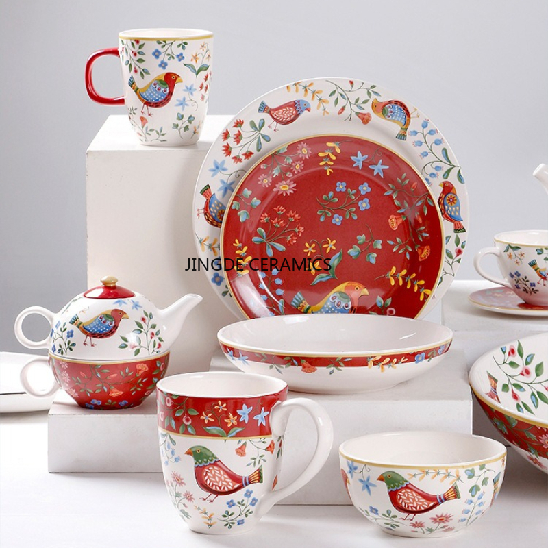 1pc European Ceramic Red Flowe - огляд і ціна Dim Sum Basket