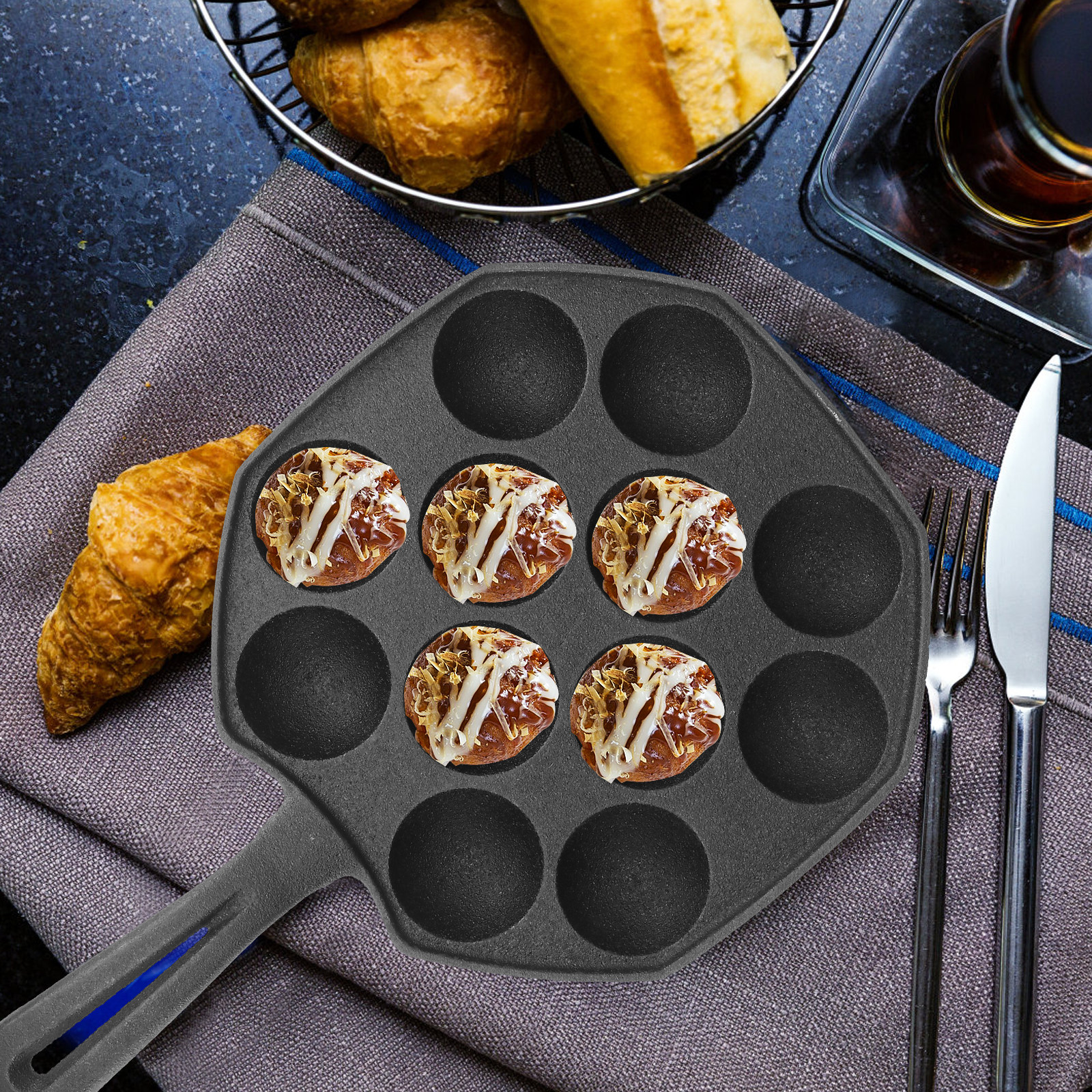 Takoyaki Pan 12 Molds Cast Iro - огляд і ціна Takoyaki Grill Plate