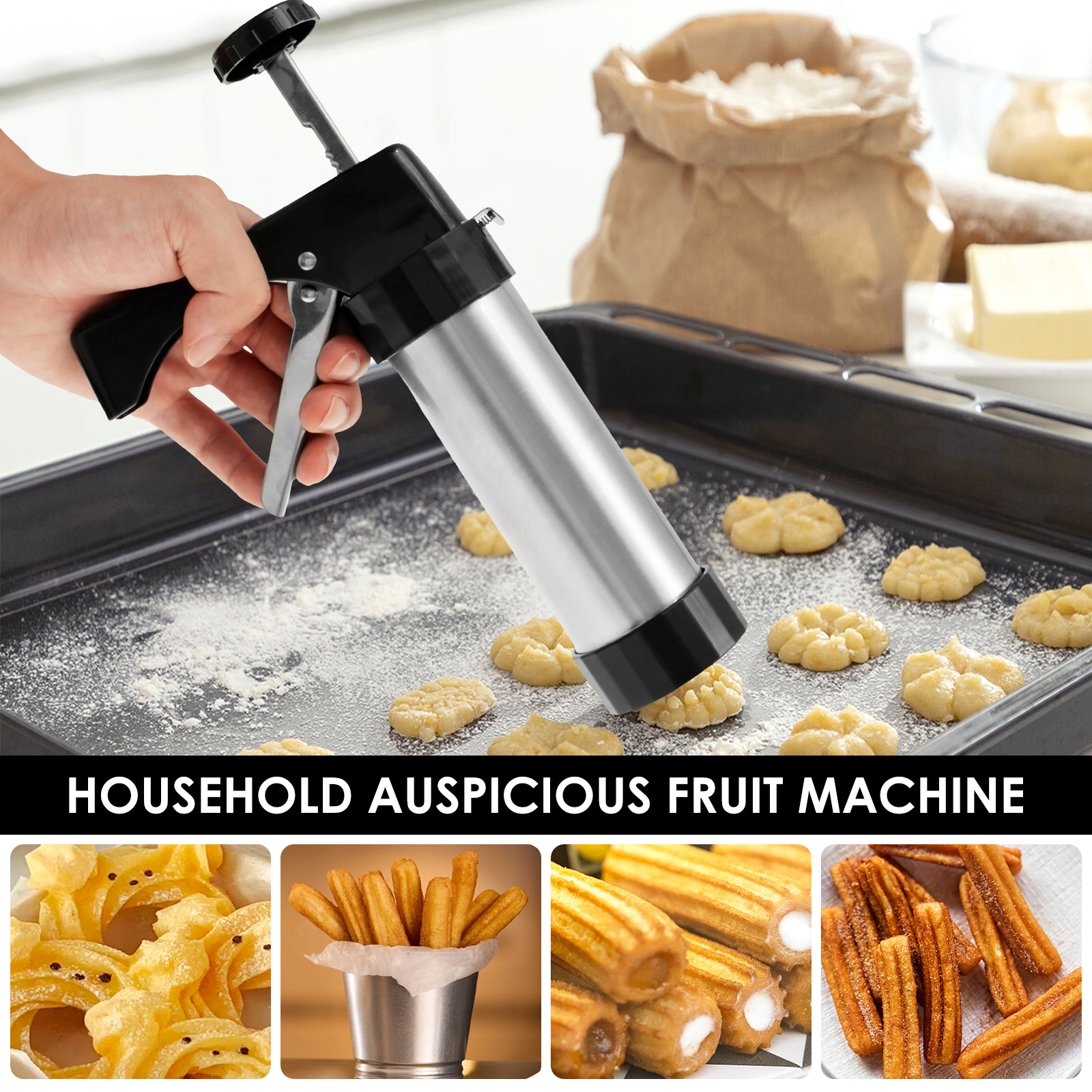 Stainless Steel Cookie Gun Chu - огляд і ціна Churros Maker Gun